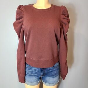 Designer Rebecca Minkoff Janine Sweatshirt XS Brown cotton fleece Victorian Puff